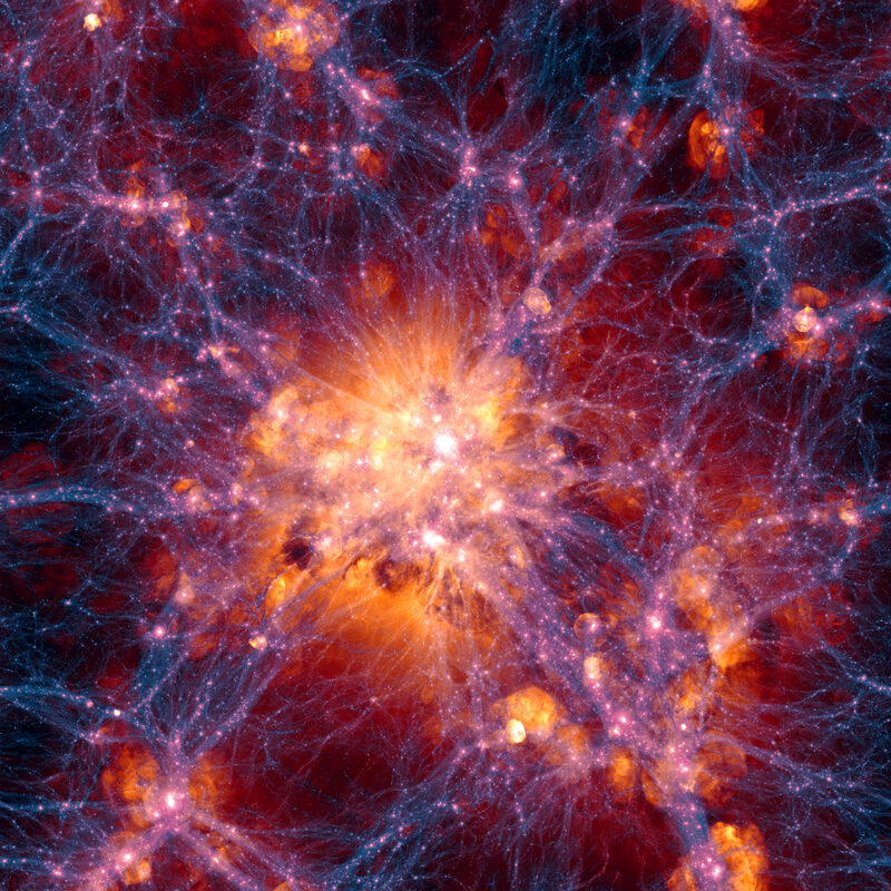 The universe has a skeleton. It is made of gas, dark matter, and time.